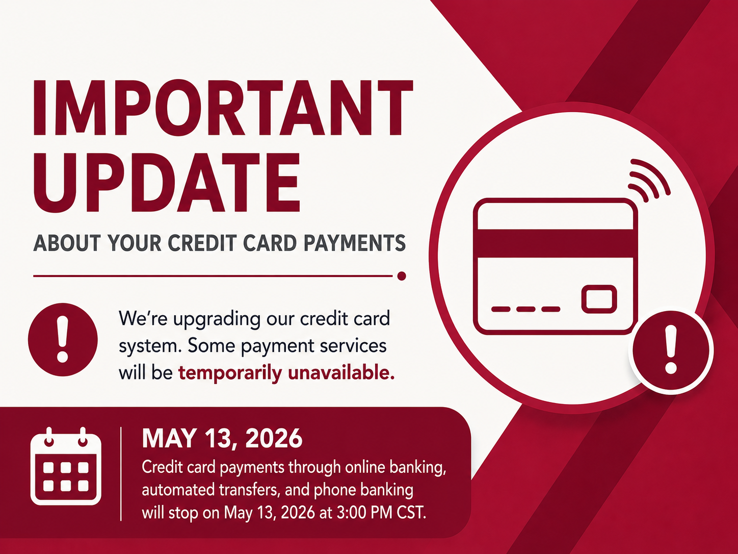 Continue Using Your Credit Card Until May 18th