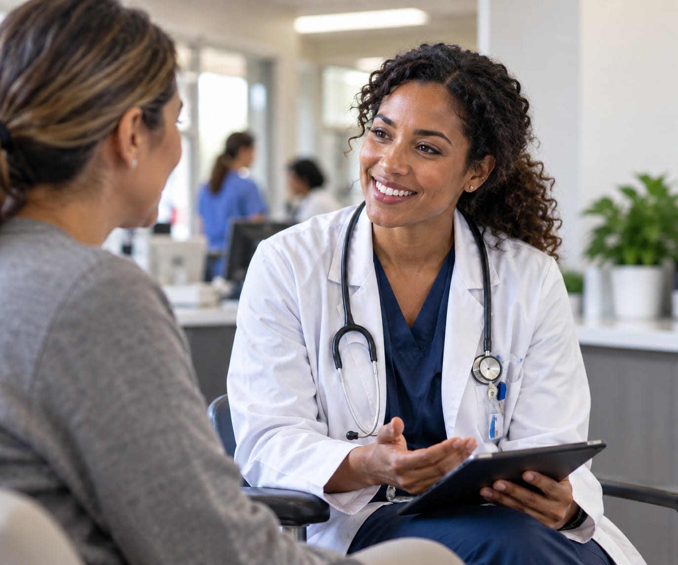 Female physician and patient